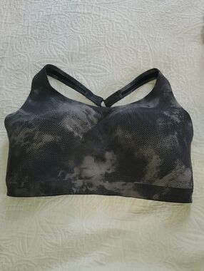 Athleta Black Tie-Dye Seamless Crossback Sports Bra